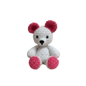 Handmade Crochet Teddy Toys Desk Decor Cute Motivational Crochet Toys Gift for Valentine, Birthday, White