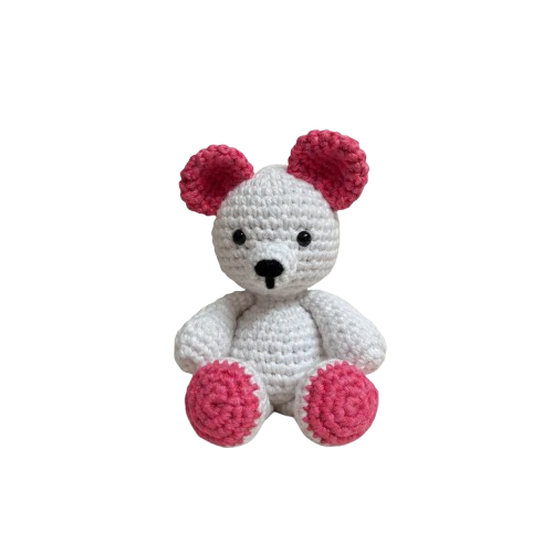 Handmade Crochet Teddy Toys Desk Decor Cute Motivational Crochet Toys Gift for Valentine, Birthday, White