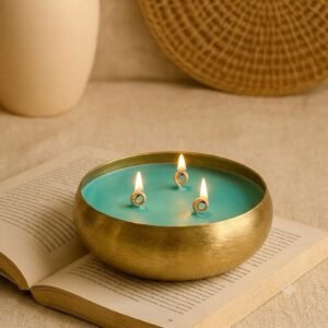 Alternative view of Golden Brushed Metal Urli Scented Soy Wax Candle- 300g (3 Wick)